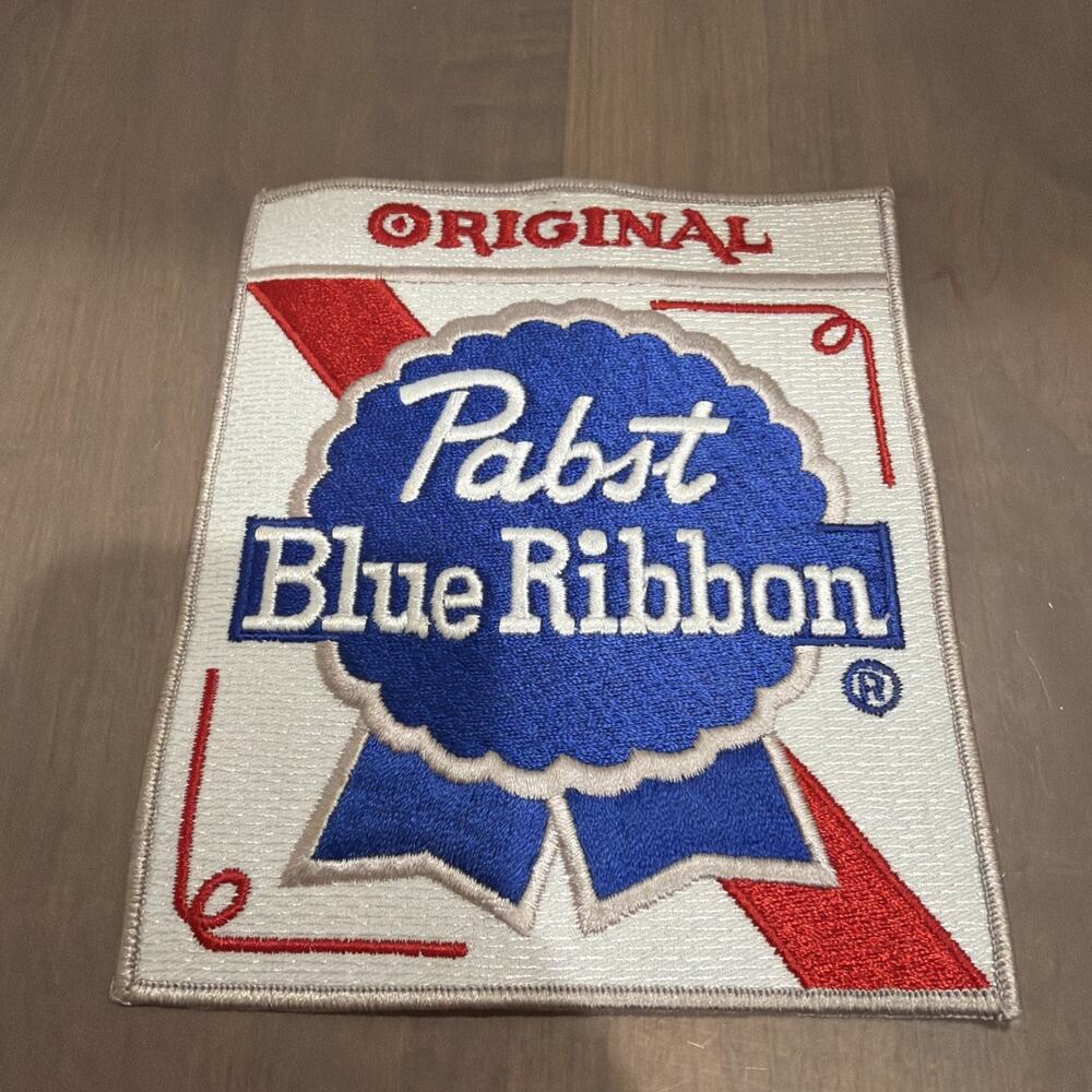 LARGE Vintage Pabst Blue Ribbon Original Beer Embroidered Patch Breweriana